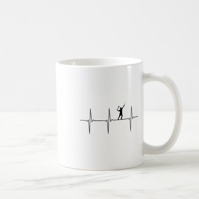 Badminton Ecg Heartbeat Shuttle Pulse Frequency  Coffee Mug (Right)
