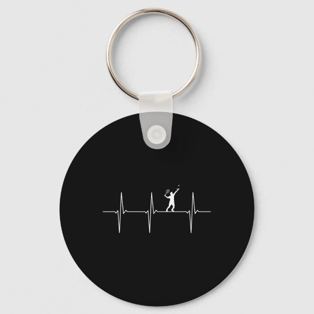 Badminton Ecg Heartbeat Shuttle Pulse Frequency  Key Ring (Front)