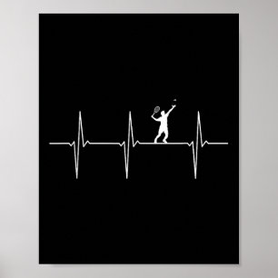 Badminton Ecg Heartbeat Shuttle Pulse Frequency Poster