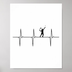 Badminton Ecg Heartbeat Shuttle Pulse Frequency Poster