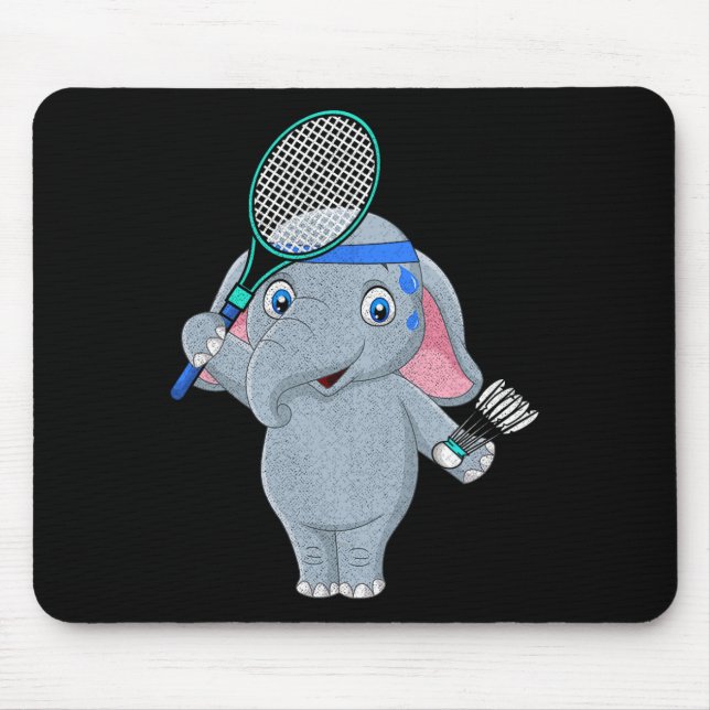 Badminton Elephant  Mouse Pad (Front)