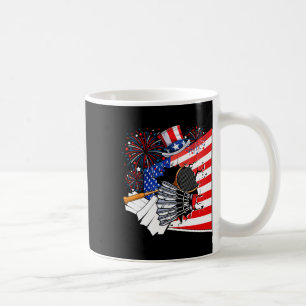 Badminton Equipment Costume American Flag 4th Of J Coffee Mug