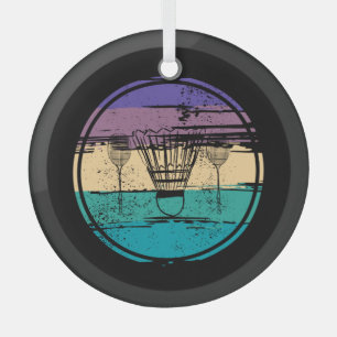 Badminton Equipment Design Glass Tree Decoration