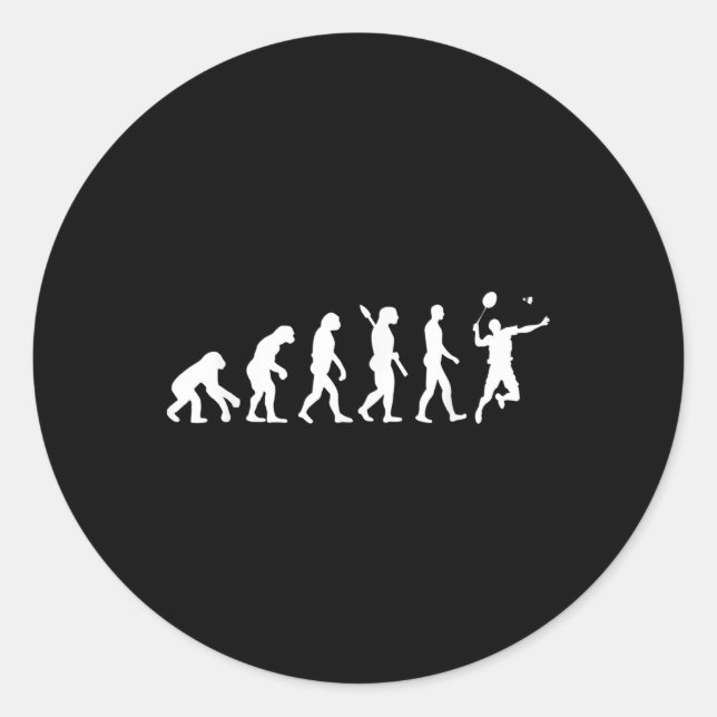 Badminton Evolution Jersey Tee Funny Rackets Ball  Classic Round Sticker (Front)