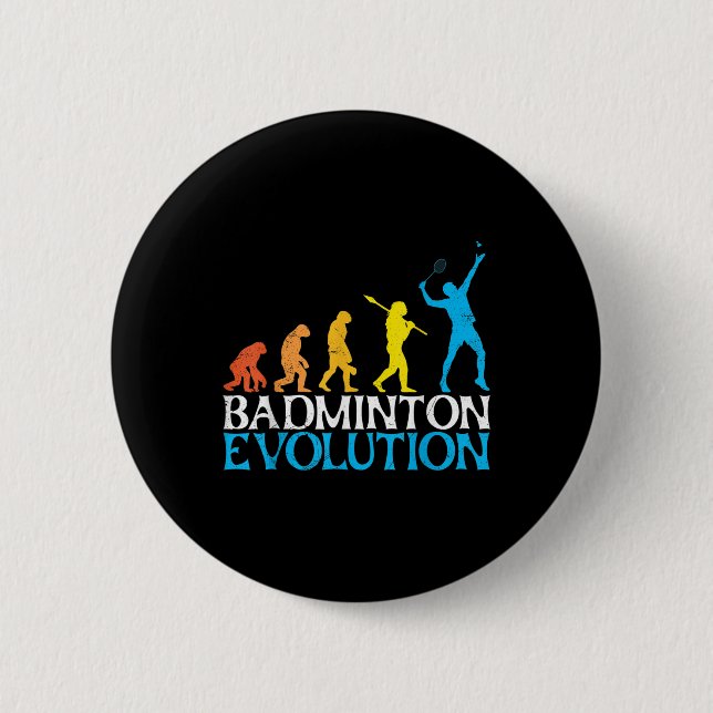 Badminton Evolution Monkey Badminton Player Badmin 6 Cm Round Badge (Front)