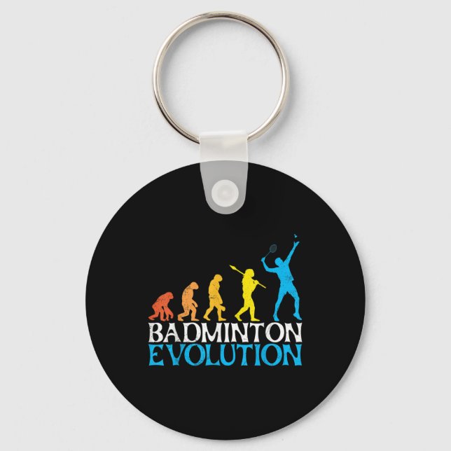 Badminton Evolution Monkey Badminton Player Badmin Key Ring (Front)