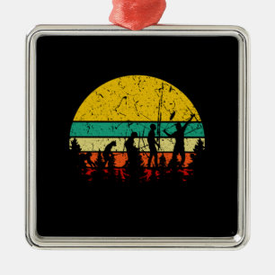 Badminton Evolution Retro Badminton Player Metal Ornament