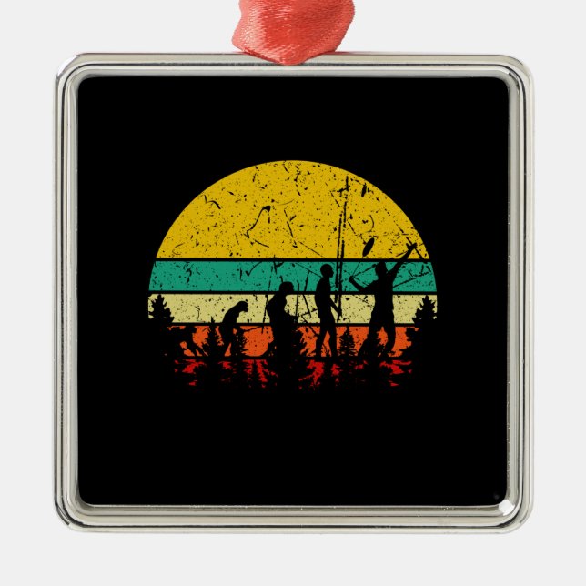 Badminton Evolution Retro Badminton Player Metal Ornament (Front)