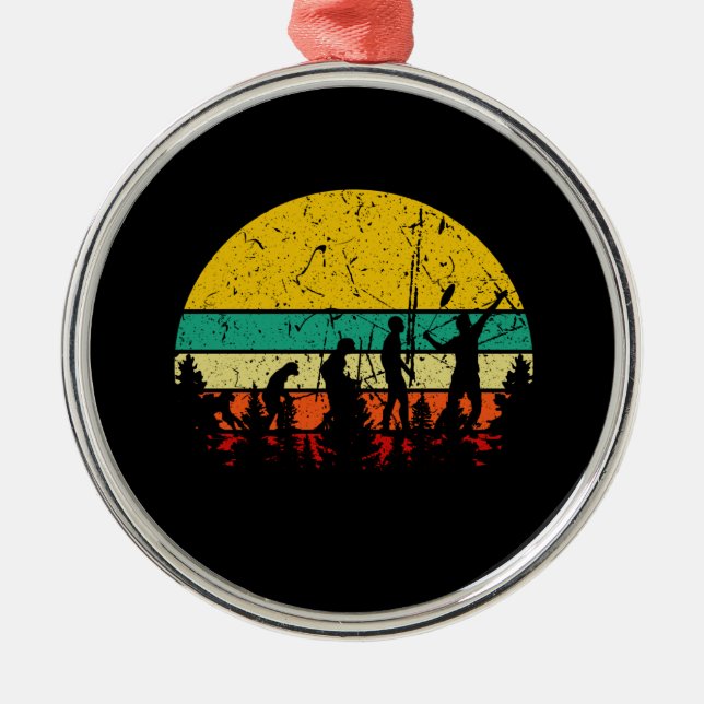 Badminton Evolution Retro Badminton Player Metal Ornament (Front)