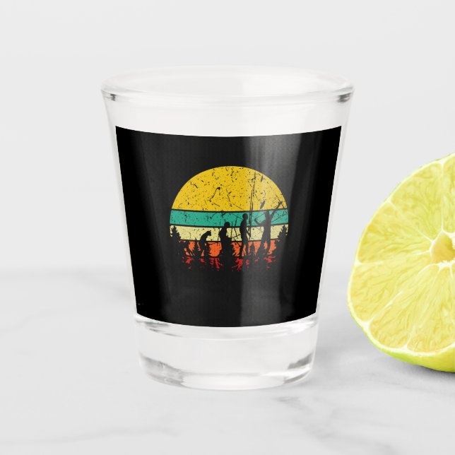 Badminton Evolution Retro Badminton Player Shot Glass (Front)