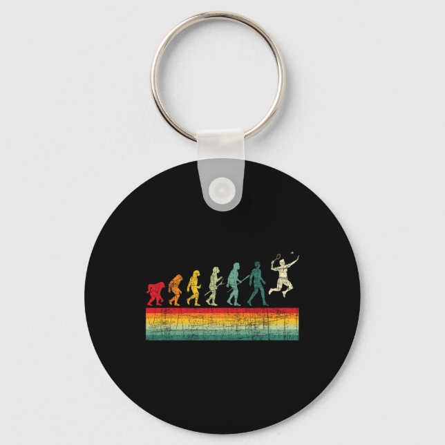 Badminton Evolution - Retro Sports Lover Shuttle  Key Ring (Front)