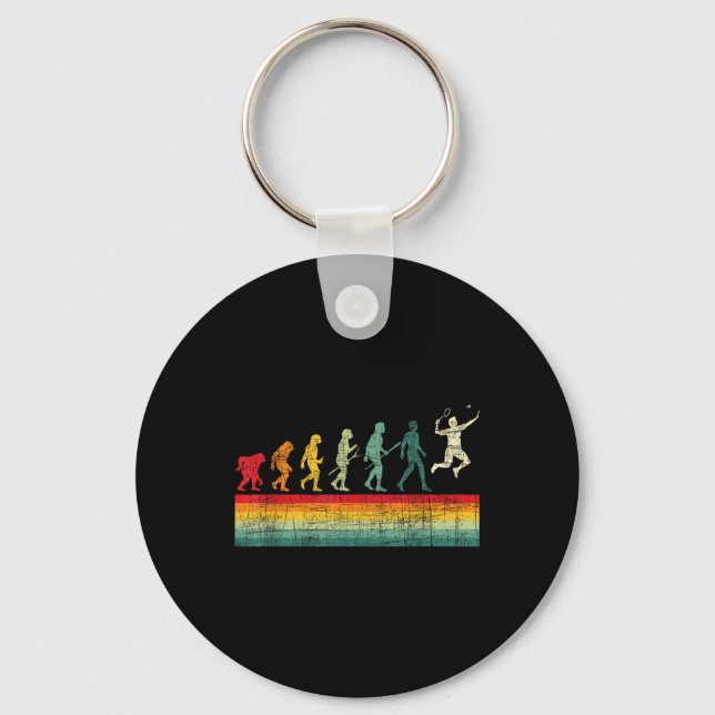 Badminton Evolution - Retro Sports Lover Shuttle  Key Ring (Front)