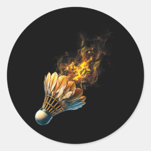 Badminton Flames Shuttle Fire Ball Classic Round Sticker