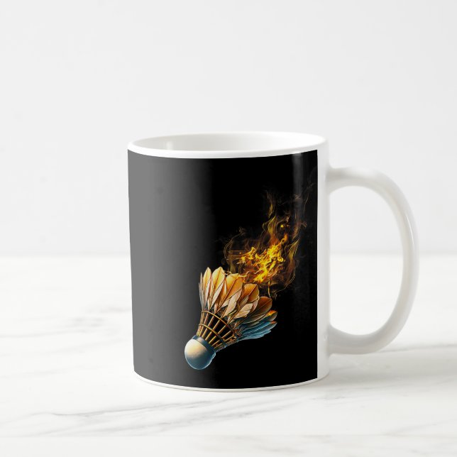Badminton Flames Shuttle Fire Ball  Coffee Mug (Right)