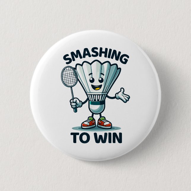 Badminton Forever Cartoon Shuttle And Racket Graph 6 Cm Round Badge (Front)