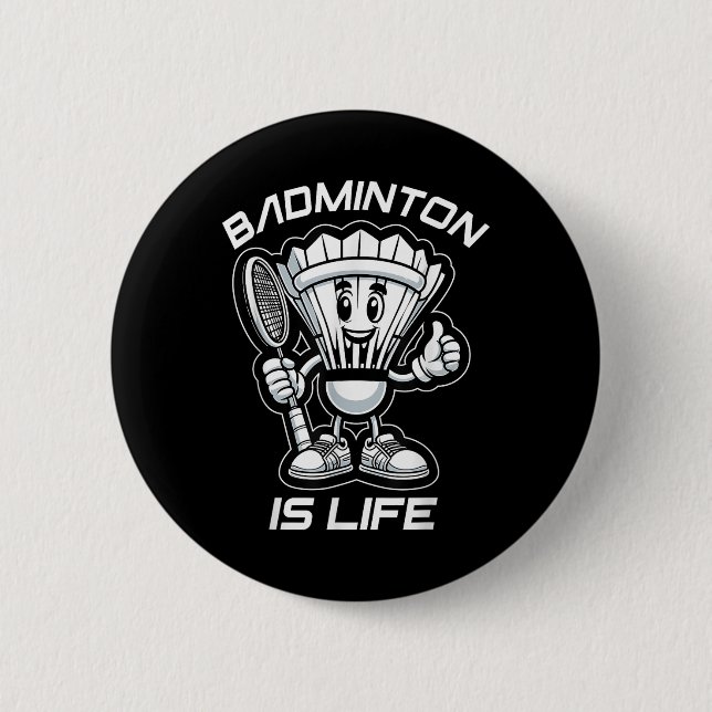 Badminton Forever Cartoon Shuttle And Racket Graph 6 Cm Round Badge (Front)