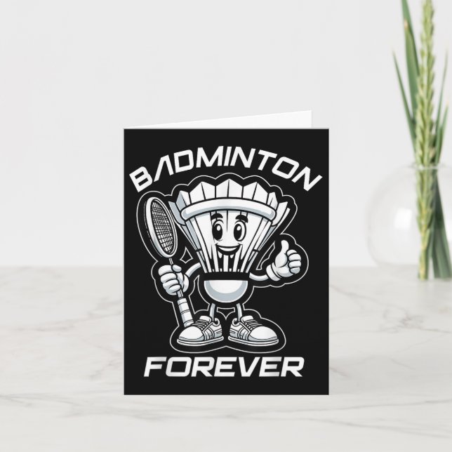 Badminton Forever Cartoon Shuttle And Racket Graph Card (Front)