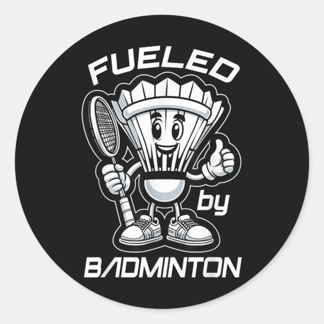 Badminton Forever Cartoon Shuttle And Racket Graph Classic Round Sticker (Front)