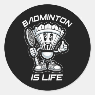 Badminton Forever Cartoon Shuttle And Racket Graph Classic Round Sticker