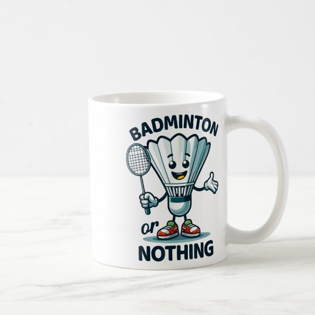 Badminton Forever Cartoon Shuttle And Racket Graph Coffee Mug (Right)