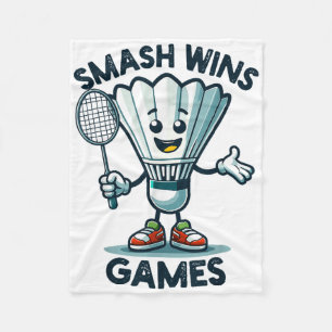 Badminton Forever Cartoon Shuttle And Racket Graph Fleece Blanket
