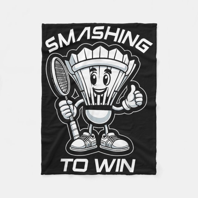 Badminton Forever Cartoon Shuttle And Racket Graph Fleece Blanket (Front)