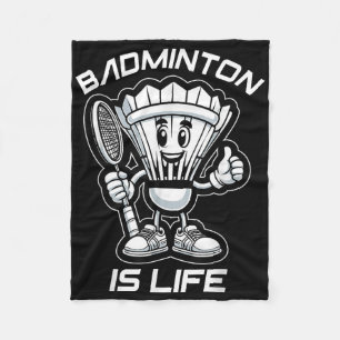 Badminton Forever Cartoon Shuttle And Racket Graph Fleece Blanket