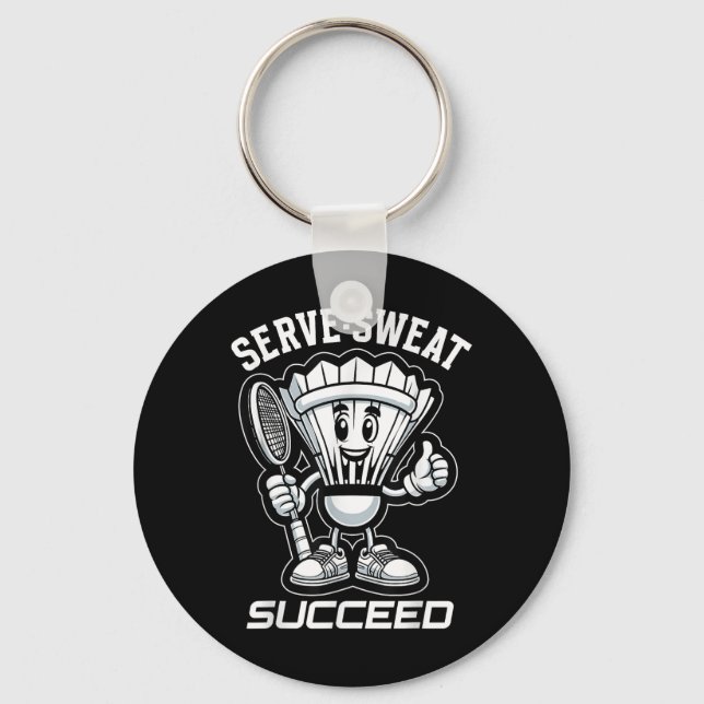 Badminton Forever Cartoon Shuttle And Racket Graph Key Ring (Front)