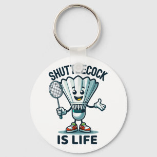 Badminton Forever Cartoon Shuttle And Racket Graph Key Ring
