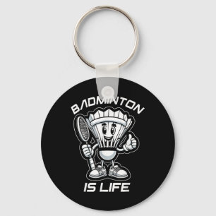 Badminton Forever Cartoon Shuttle And Racket Graph Key Ring