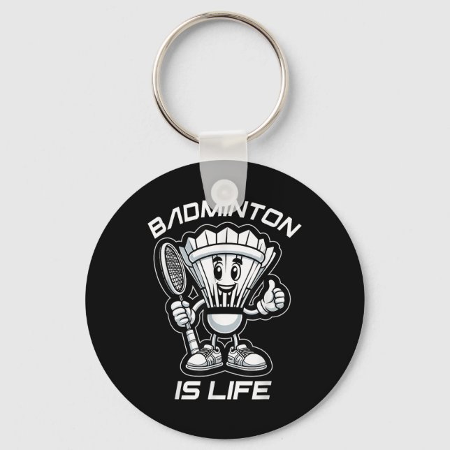 Badminton Forever Cartoon Shuttle And Racket Graph Key Ring (Front)
