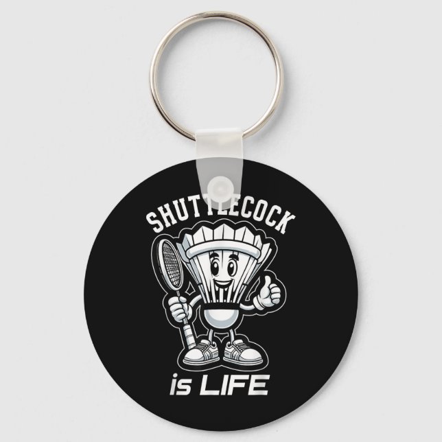 Badminton Forever Cartoon Shuttle And Racket Graph Key Ring (Front)