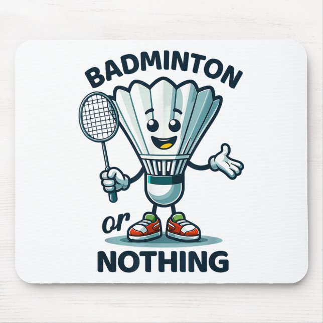 Badminton Forever Cartoon Shuttle And Racket Graph Mouse Pad (Front)