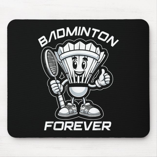 Badminton Forever Cartoon Shuttle And Racket Graph Mouse Pad (Front)