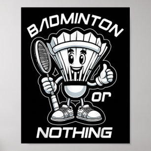 Badminton Forever Cartoon Shuttle And Racket Graph Poster