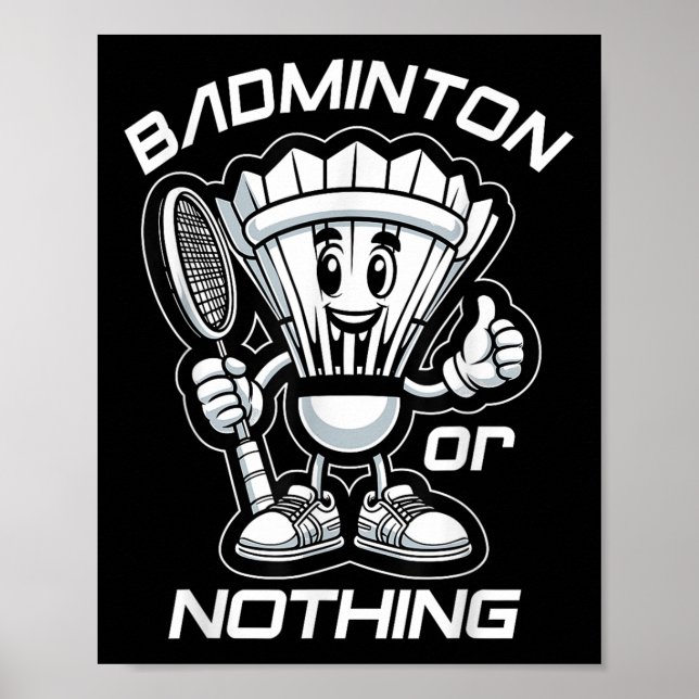 Badminton Forever Cartoon Shuttle And Racket Graph Poster (Front)