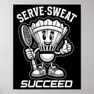 Badminton Forever Cartoon Shuttle And Racket Graph Poster