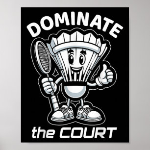 Badminton Forever Cartoon Shuttle And Racket Graph Poster