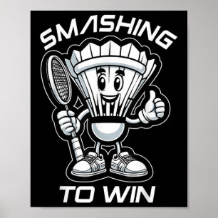 Badminton Forever Cartoon Shuttle And Racket Graph Poster
