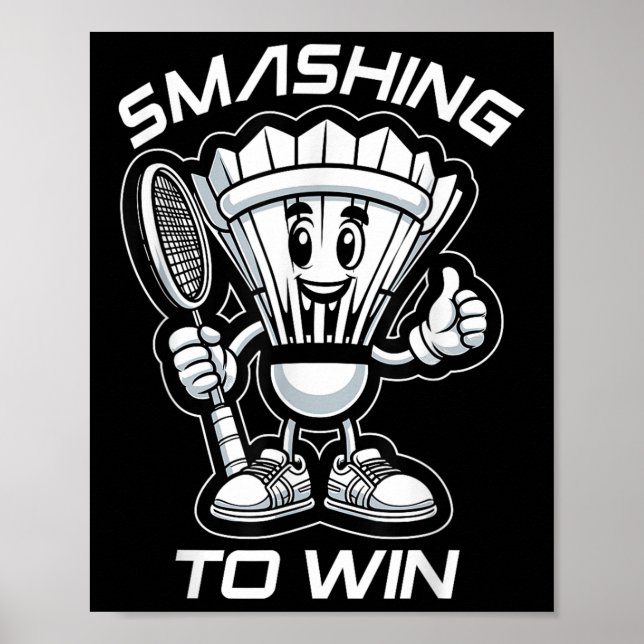 Badminton Forever Cartoon Shuttle And Racket Graph Poster (Front)