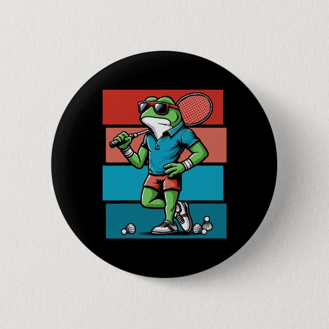 Badminton Frog Shuttle Poona  6 Cm Round Badge (Front)