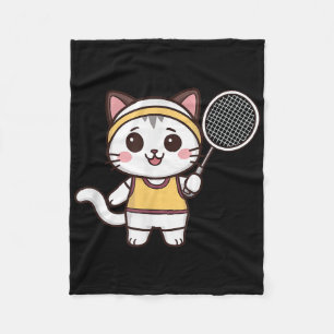 Badminton Funny Cat Women Girls Badminton Player K Fleece Blanket