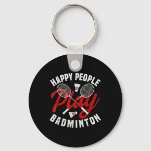Badminton Game Coach Happy Shuttle Badminton Playe Key Ring