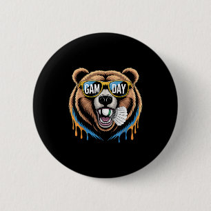 Badminton Game Day Bear Funny Badminton Lover Boys 6 Cm Round Badge