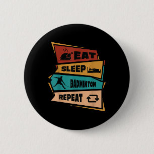 Badminton Game Repeat Shuttle Retro Badminton Play 6 Cm Round Badge