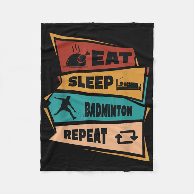 Badminton Game Repeat Shuttle Retro Badminton Play Fleece Blanket (Front)