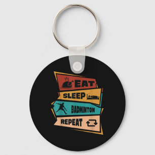 Badminton Game Repeat Shuttle Retro Badminton Play Key Ring