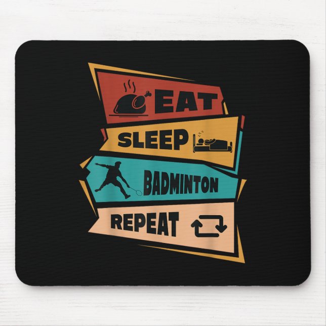 Badminton Game Repeat Shuttle Retro Badminton Play Mouse Pad (Front)