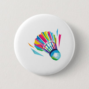 Badminton Game Shuttle Sport Badminton Pop Art  6 Cm Round Badge