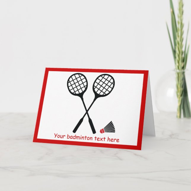 Badminton gifts, racquet and shuttlecock custom card (Front)